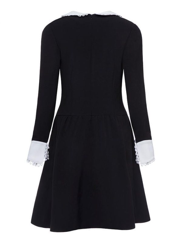Retro Black A-Line Knee-Length Dress in Dresses