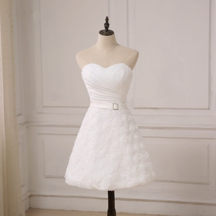 Sweetheart Knee Length A-line Lace Little White Short Wedding Dress