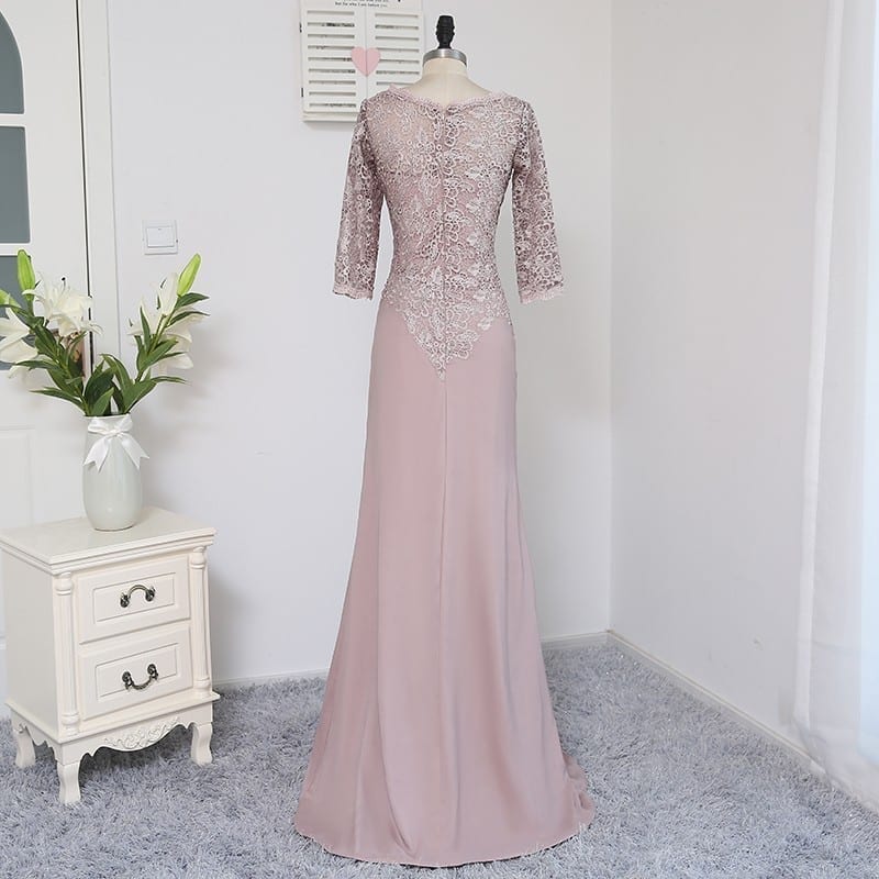 A-line 3/4 Sleeves Chiffon Lace Mother Of The Bride Dress