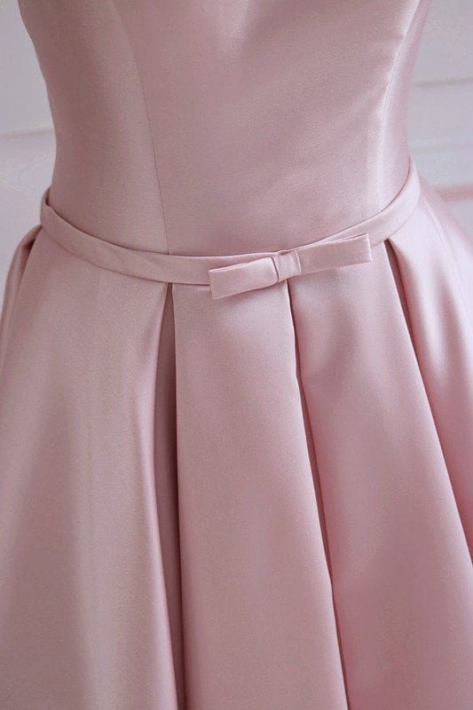 Pink Satin Off The Shoulder Long Bridesmaid Dress in Bridesmaid dresses