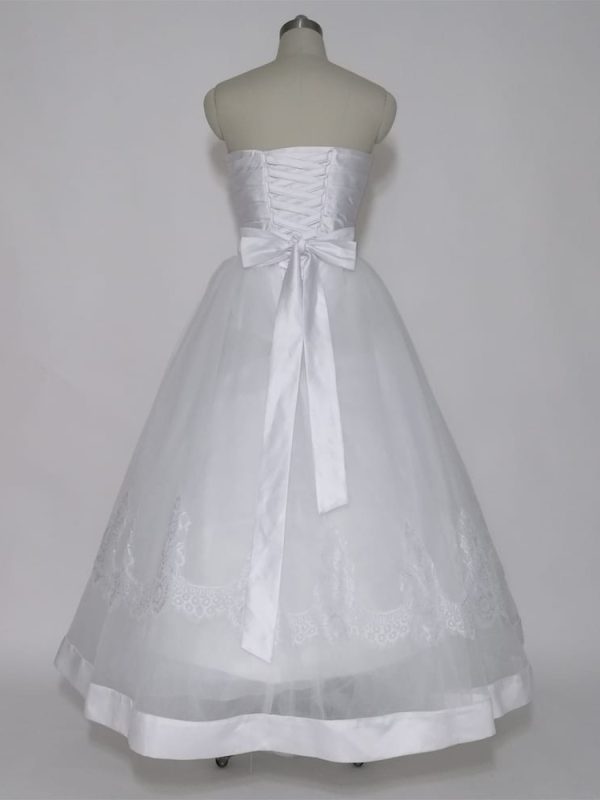 White Tea Length Lace Up Back Sweetheart Short Wedding Dress in Wedding dresses