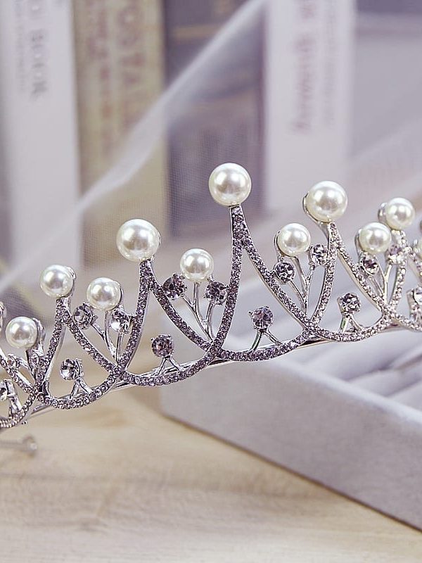 Sparkling Crystal Pearl Tiara Crown Bridal Hair Accessories in Wedding Accessories