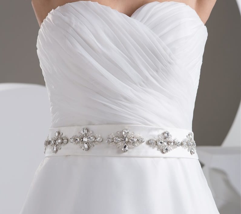 White/ivory A Line Organza Belt Wedding Dress