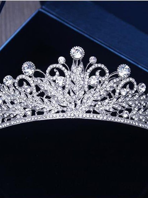 Silver Clear Crystal Rhinestones Crown Tiara Hairwear Brides