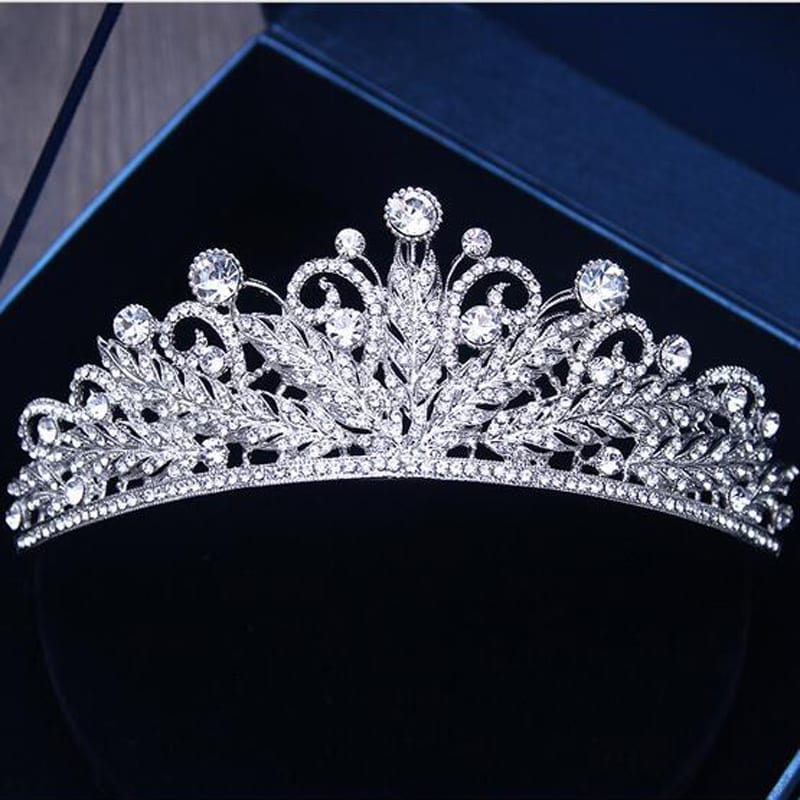 Silver Clear Crystal Rhinestones Crown Tiara Hairwear Brides