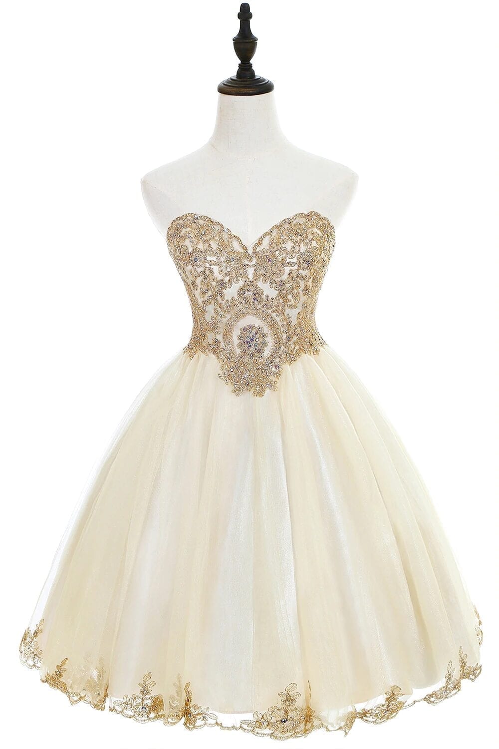 Champagne Sweetheart Tulle Knee Length Short Prom Dress | Uniqistic.com