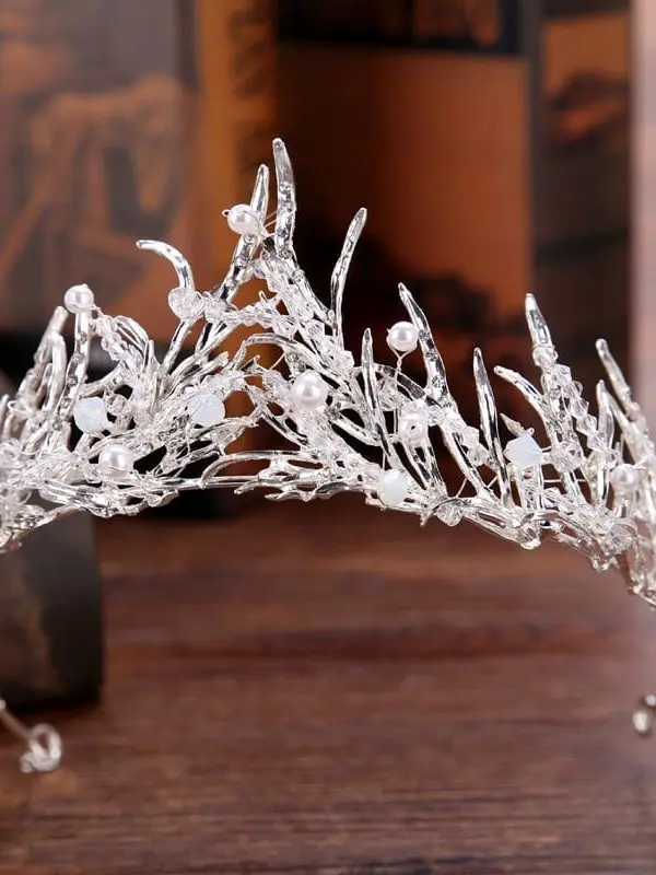 Rhinestone Waterdrop Leaf Tiara Crown Headband Wedding Hair Jewelry in Wedding Accessories