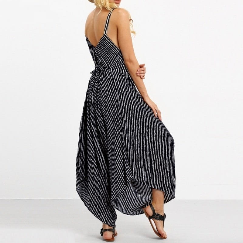 Strapless Loose Striped Backless Jumpsuit | Uniqistic.com