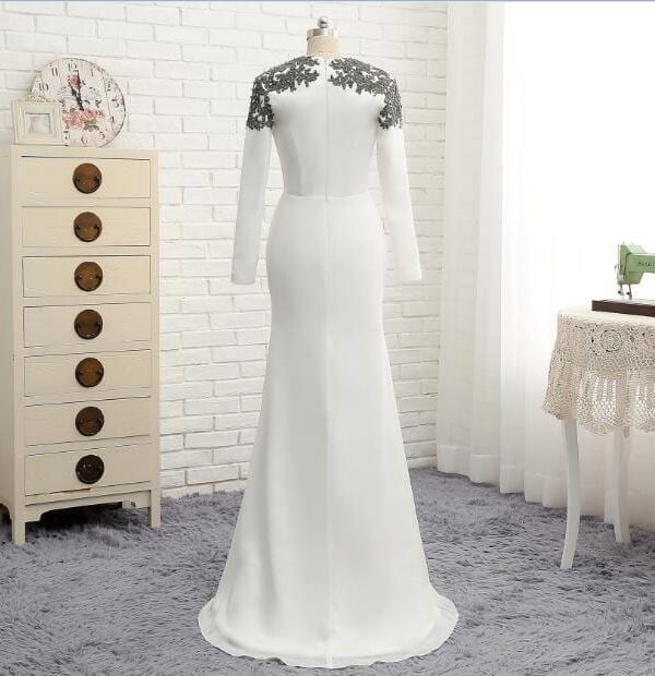 Long White Mermaid Chiffon With Lace Mother Of The Bride Dress
