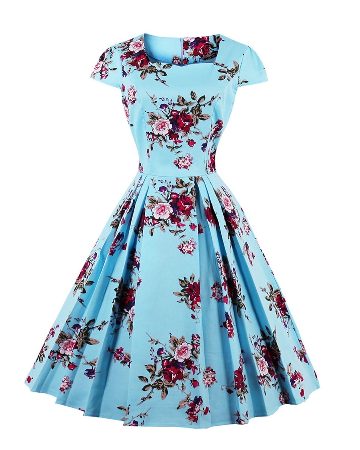 Retro Vintage Floral Print A-Line Dress | Uniqistic.com