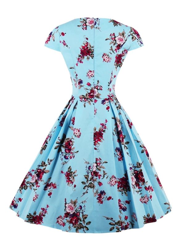 Retro Vintage Floral Print A-line Dress