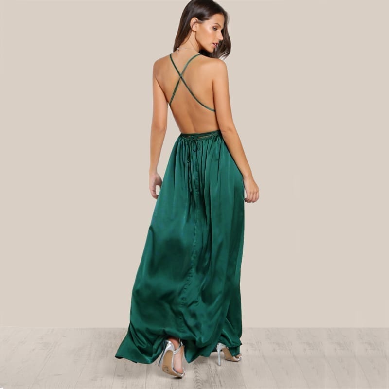 Satin Maxi Dress Green Best Sale, UP TO ...