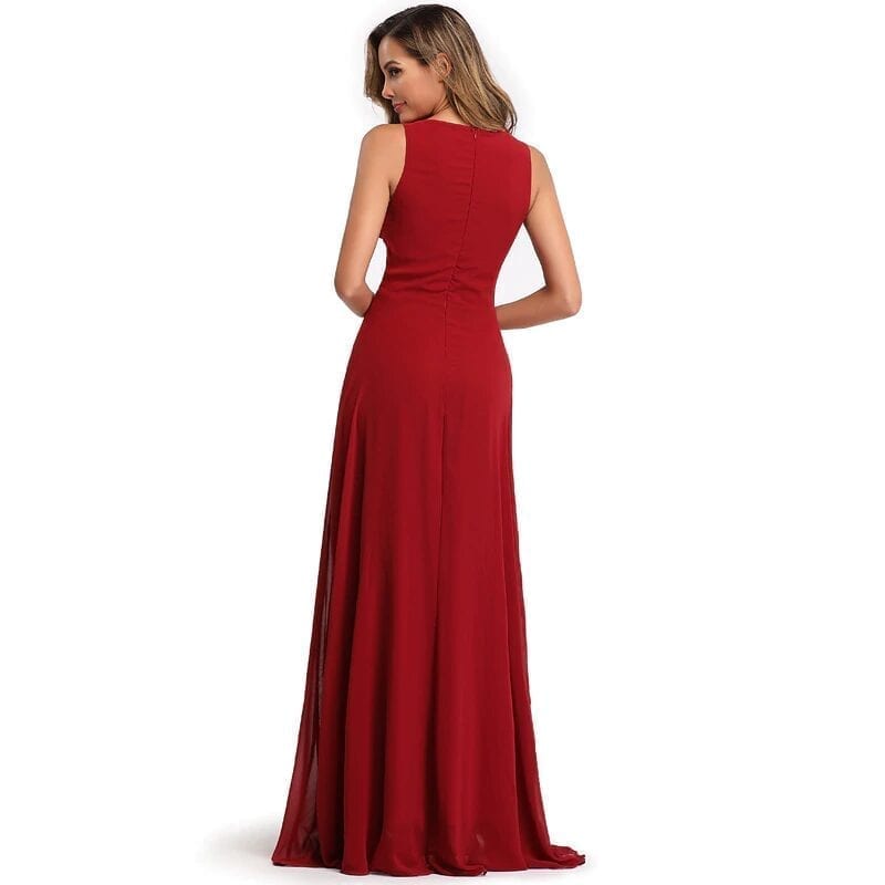 Elegant See-Through Appliques Chiffon Long Evening Dress | Uniqistic.com