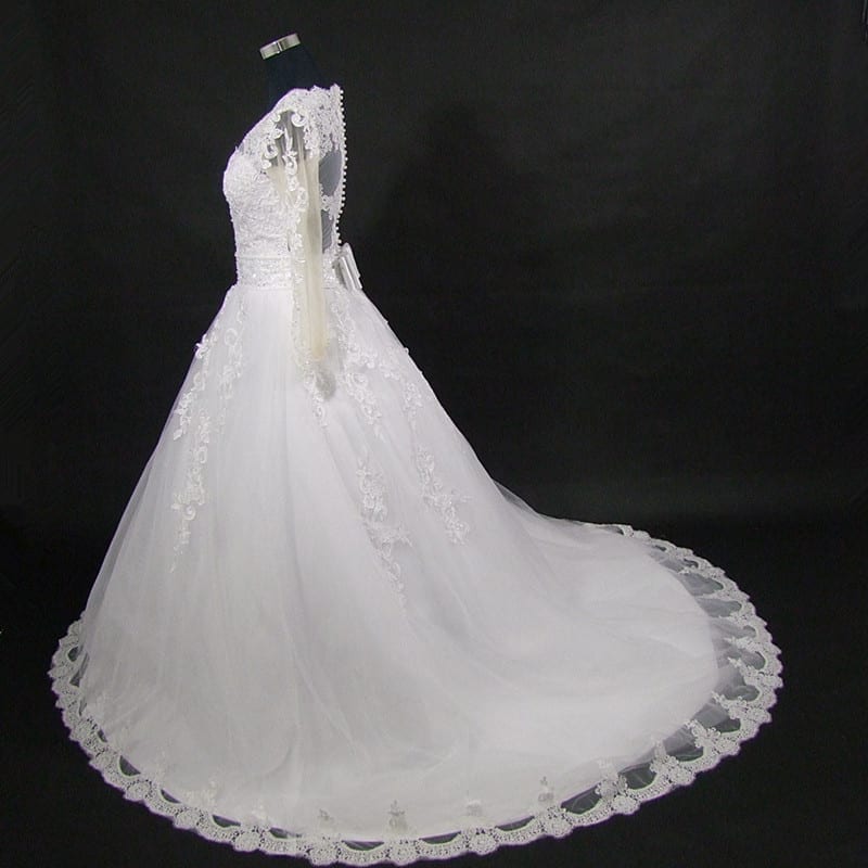 Beading Appliques Lace Pearls Amazing Back Train Wedding Dress ...