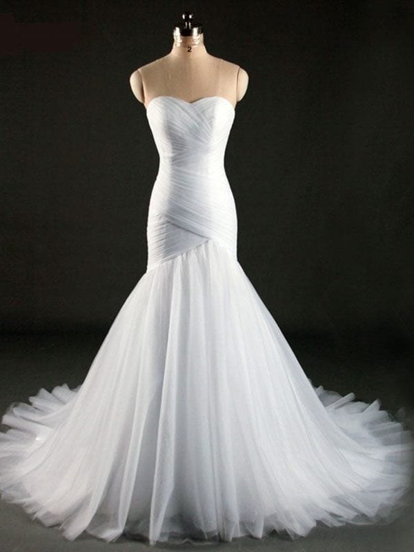Elegant White Ivory Mermaid Wedding Dress