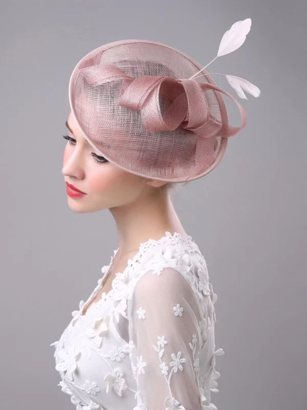 Vintage White Black Pink Wedding Bridal Hat