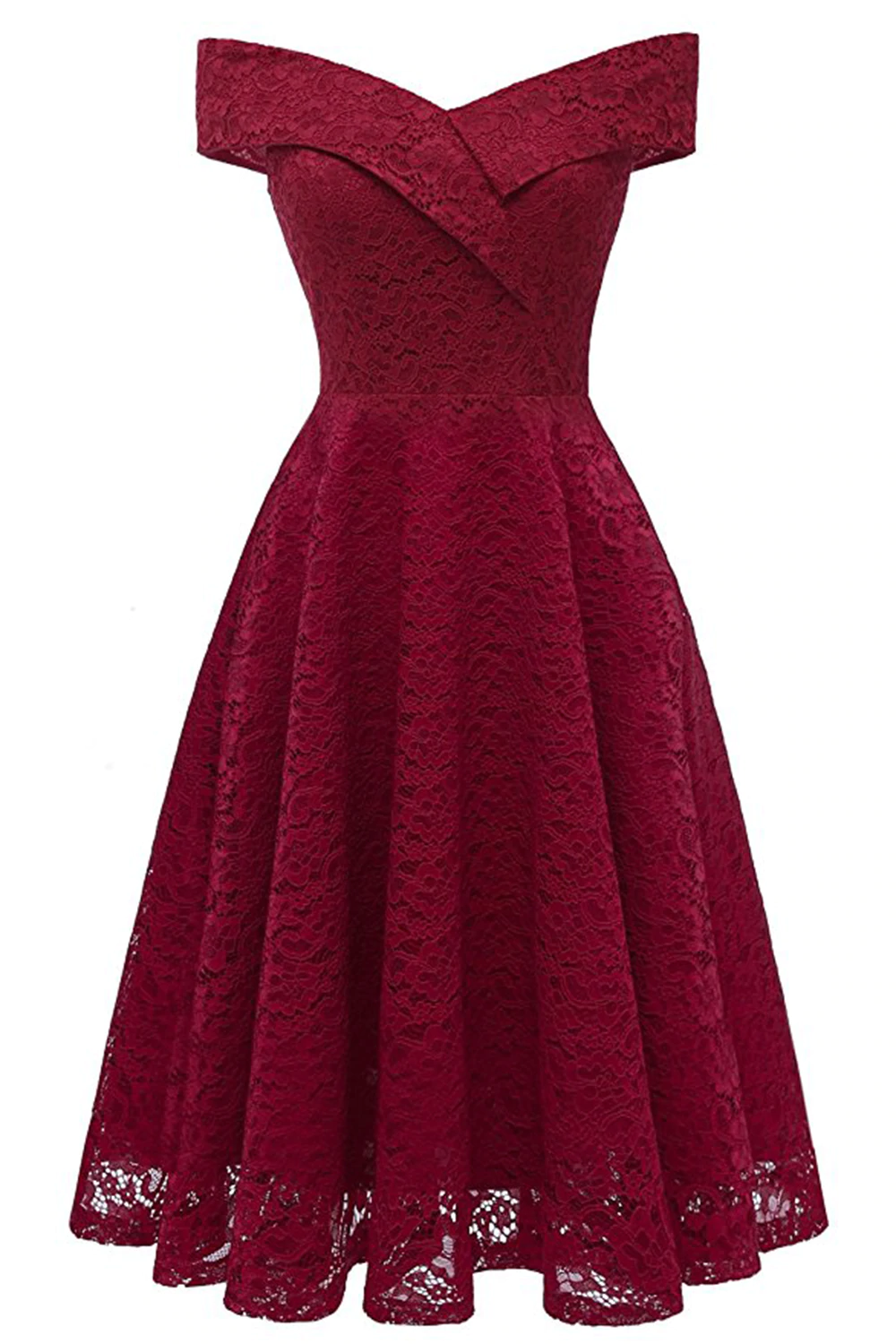 Elegant A-Line V-Neckline Lace Cocktail Dress | Uniqistic.com