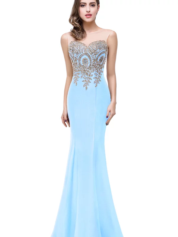 Elegant Appliques Lace Long Mermaid Bridesmaid Dress | Uniqistic.com