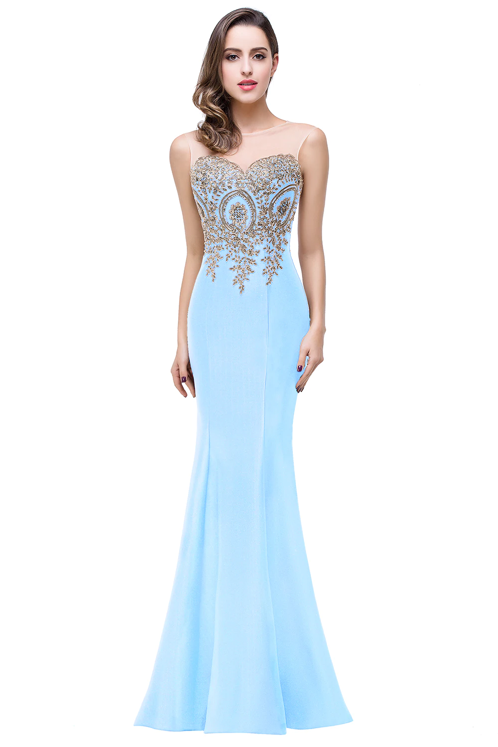 Elegant Appliques Lace Long Mermaid Bridesmaid Dress