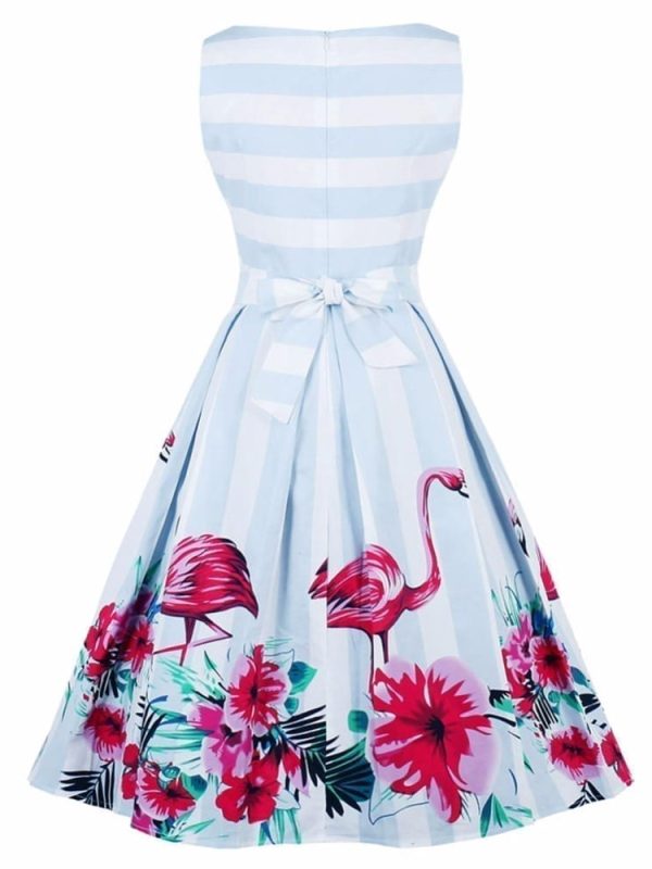 Vintage Flamingo Print Swing Dress
