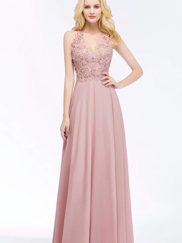 Elegant A Line Illusion Back With Pearls Floor Length Evening Dress