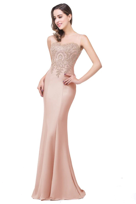 Elegant Appliques Lace Long Mermaid Bridesmaid Dress in Bridesmaid dresses