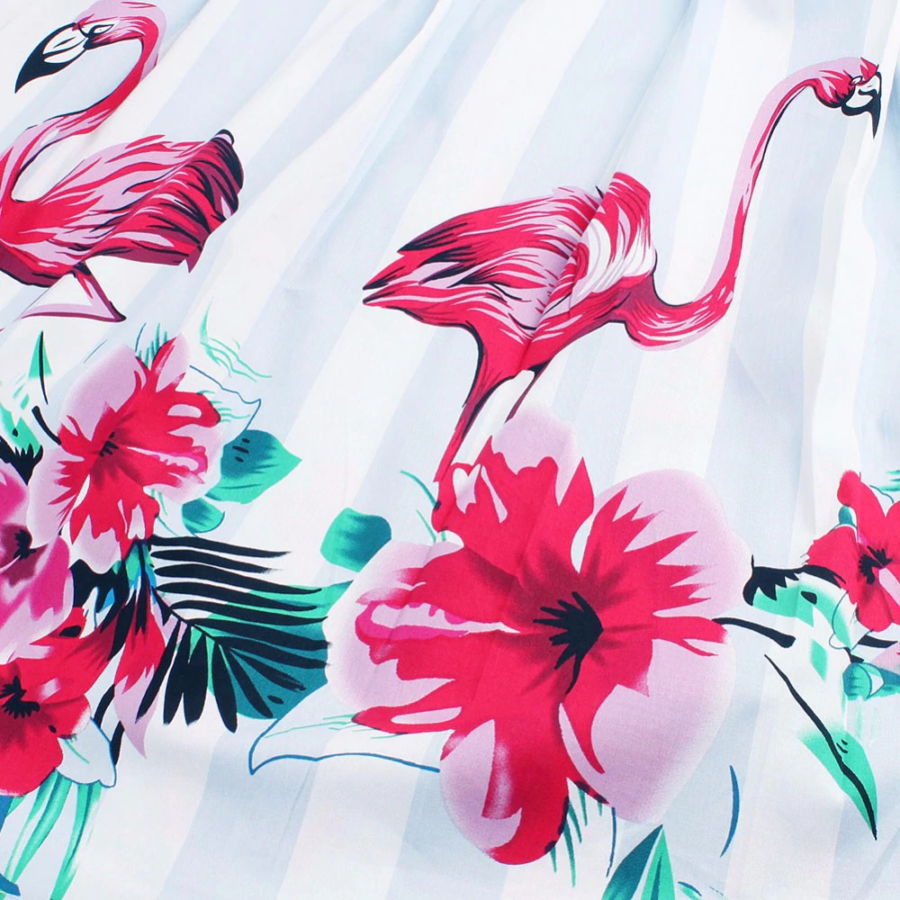 Vintage Flamingo Print Swing Dress