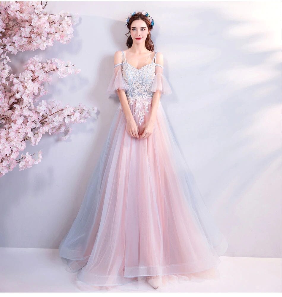 Elegant Off The Shoulder Tulle Long Bridesmaid Dress