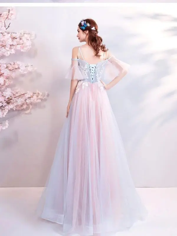 Elegant Off The Shoulder Tulle Long Bridesmaid Dress