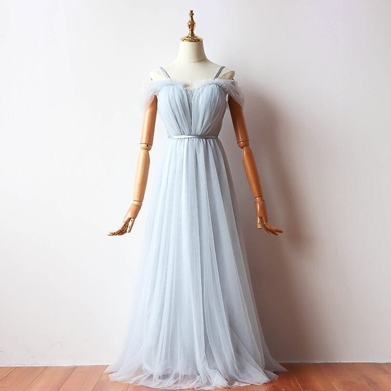 Elegant A-line Long Tulle Bridesmaid Dress