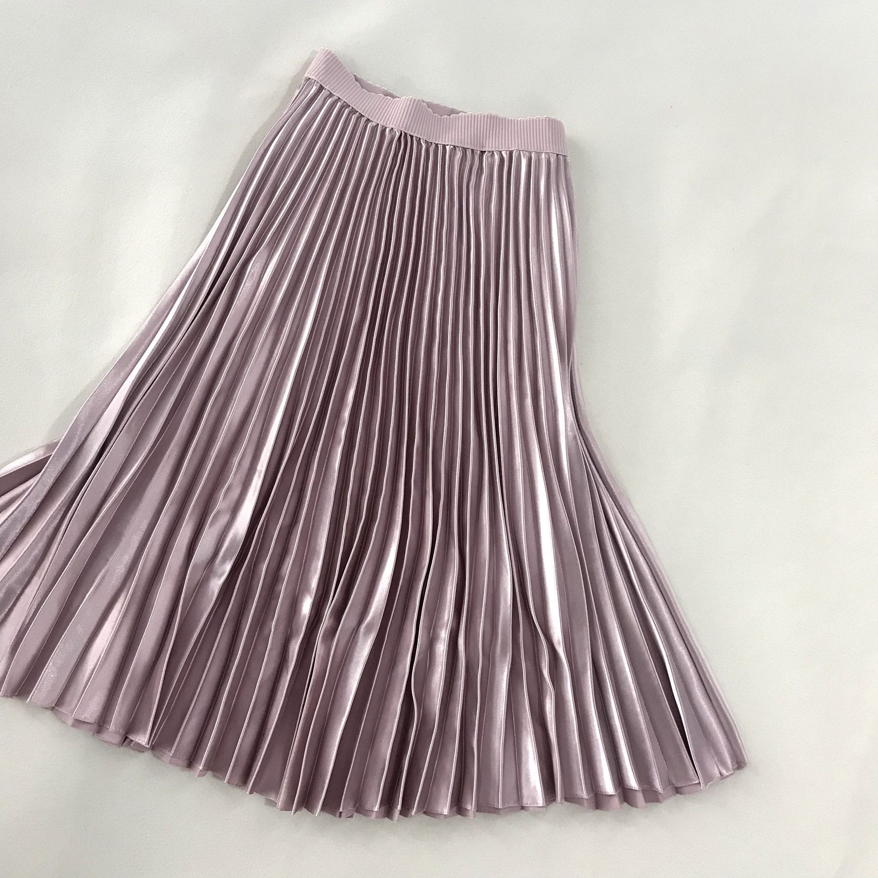 Pink A-Line Pleated High Waist Midi Skirt | Uniqistic.com