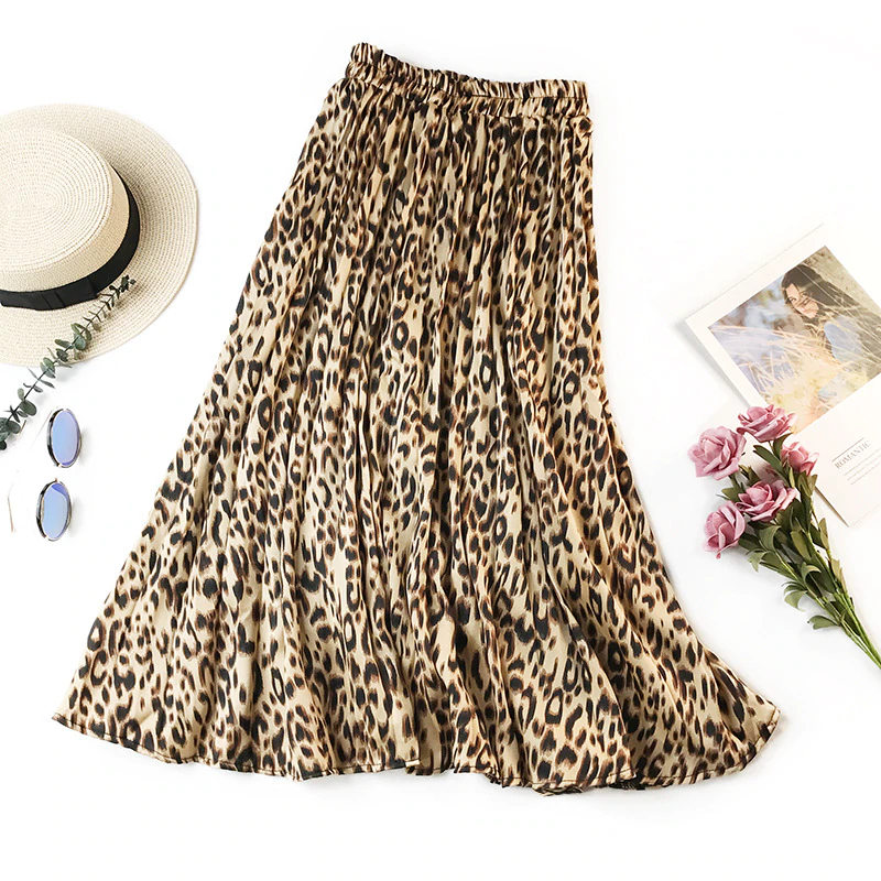 Retro Leopard Pleated Skirt