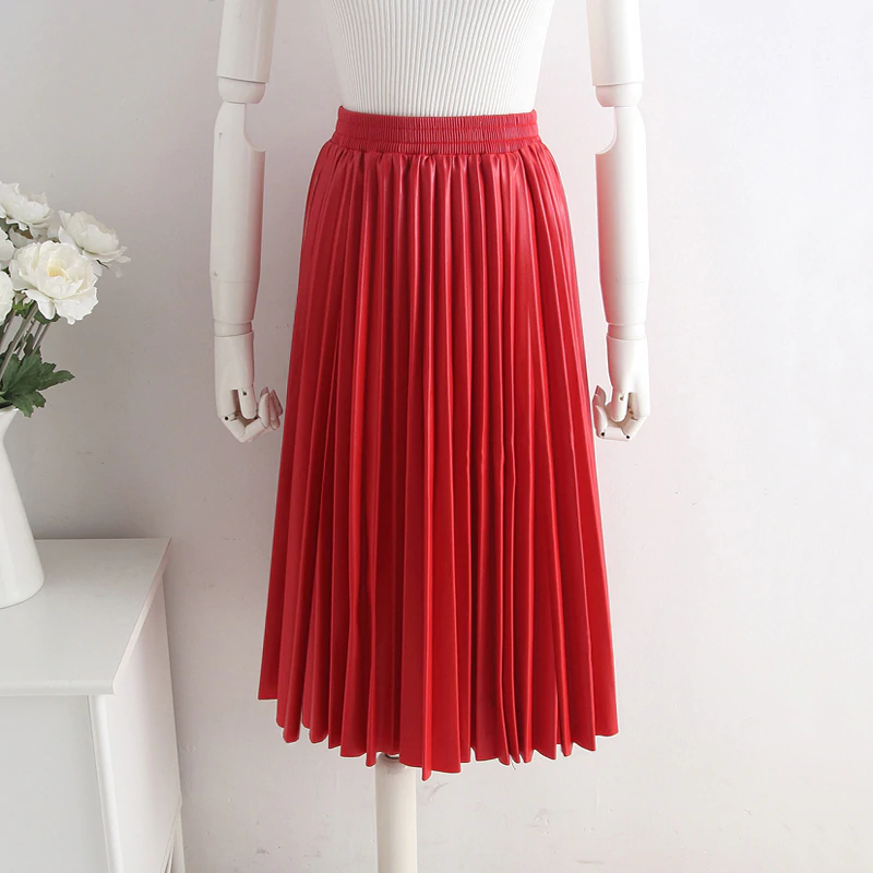 Elegant High Waist Pleated Skirt