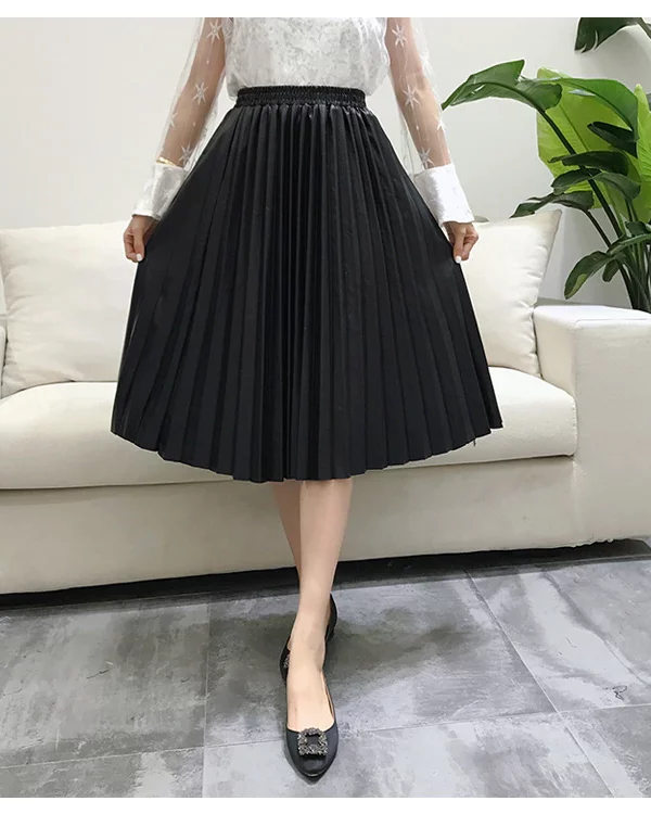 Elegant High Waist Pleated Skirt