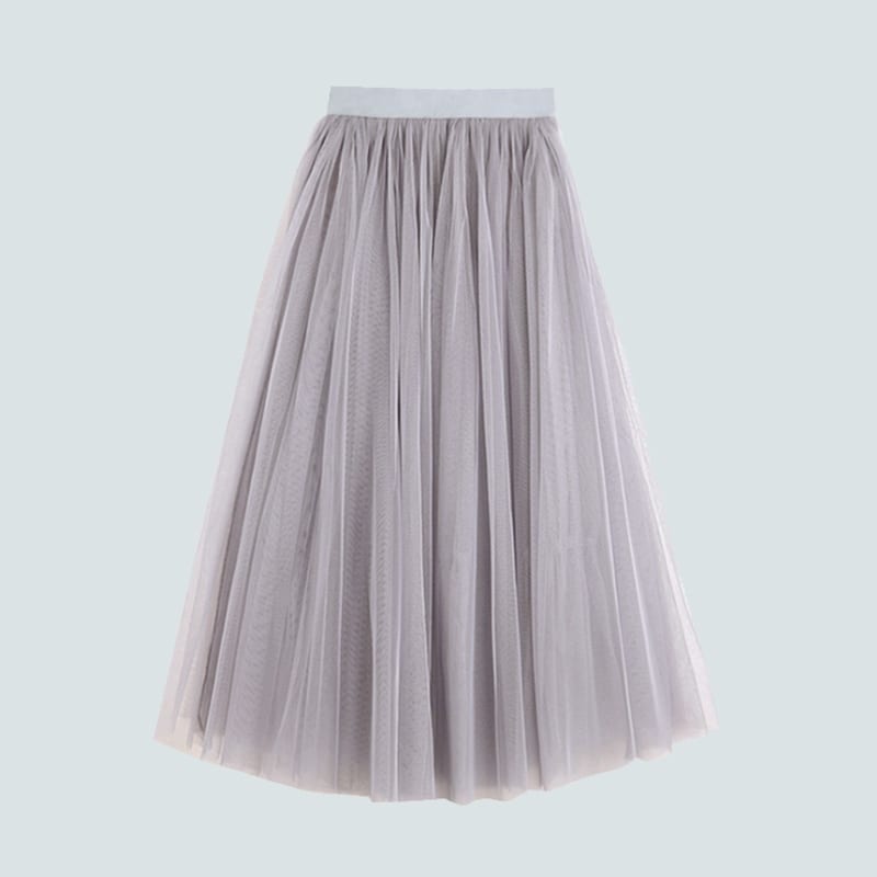 A-Line High Waist Pleated Tulle Skirt | Uniqistic.com