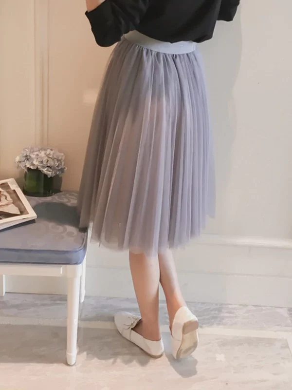 A-line High Waist Pleated Tulle Skirt