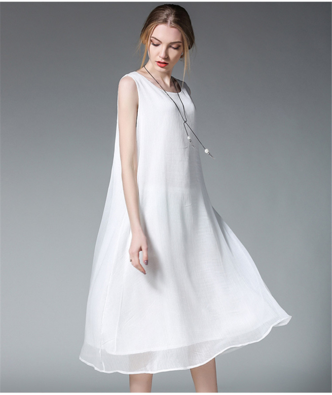 Retro Sleeveless White Long Tank Dress - Uniqistic.com