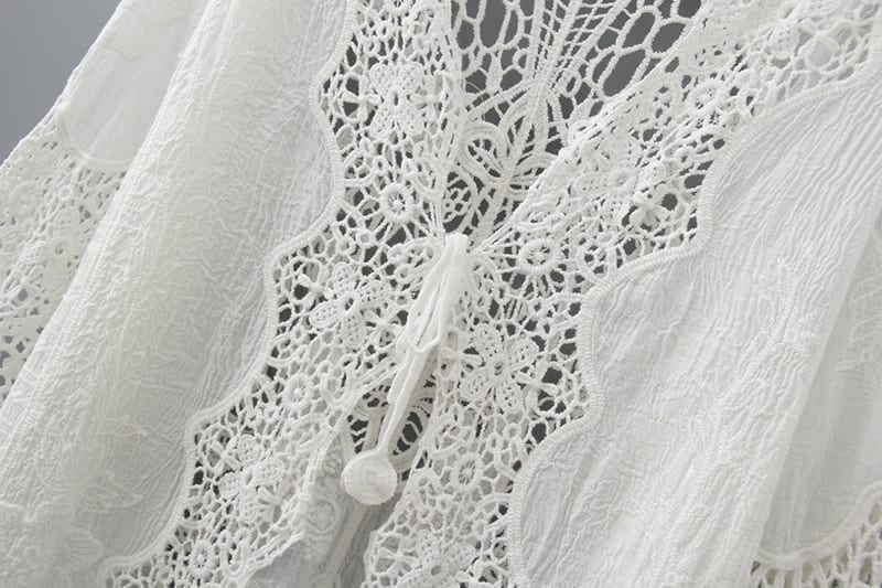 White Lace Hollow Out Half Sleeve Kimono Cardigan Blouse | Uniqistic.com