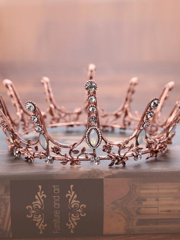 Vintage Baroque Round Crown Bridal Wedding Hair Accessories
