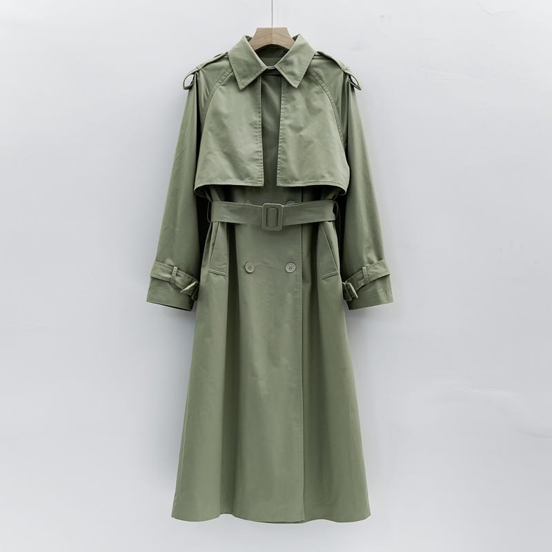 Fall /Autumn Casual Double Breasted Simple Classic Long Trench Coat in Coats & Jackets