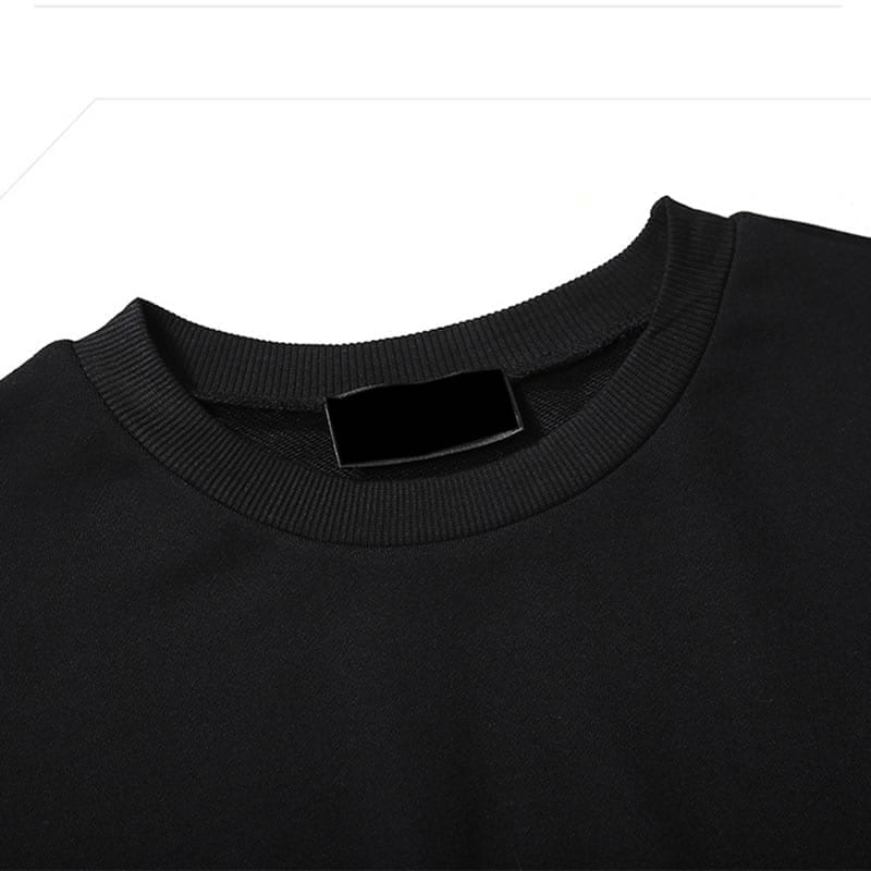 Black Long Sleeve Patchwork Print Tassel Pullover | Uniqistic.com