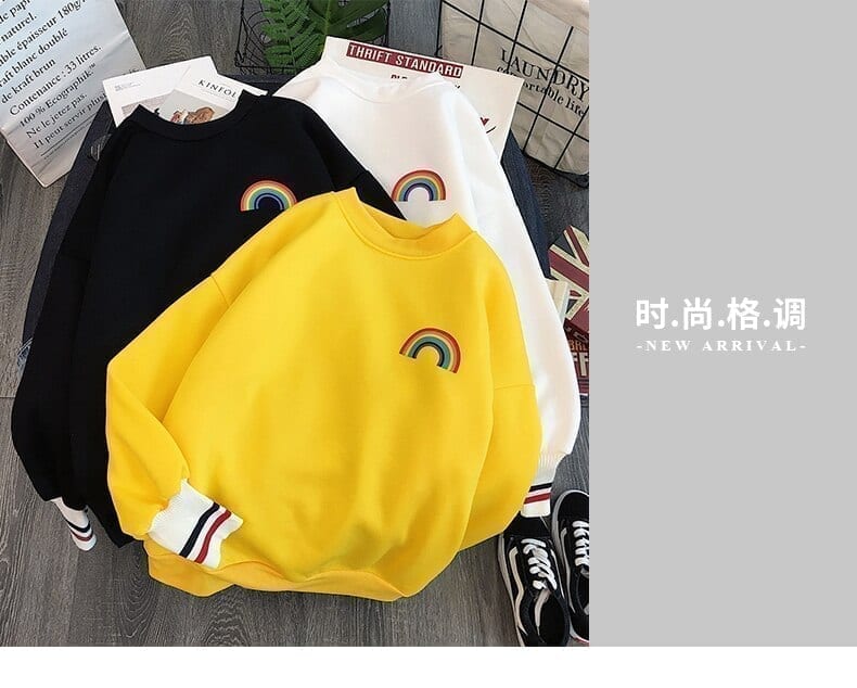 Rainbow Embroidery Korean Sweatshirts in Hoodies & Sweatshirts