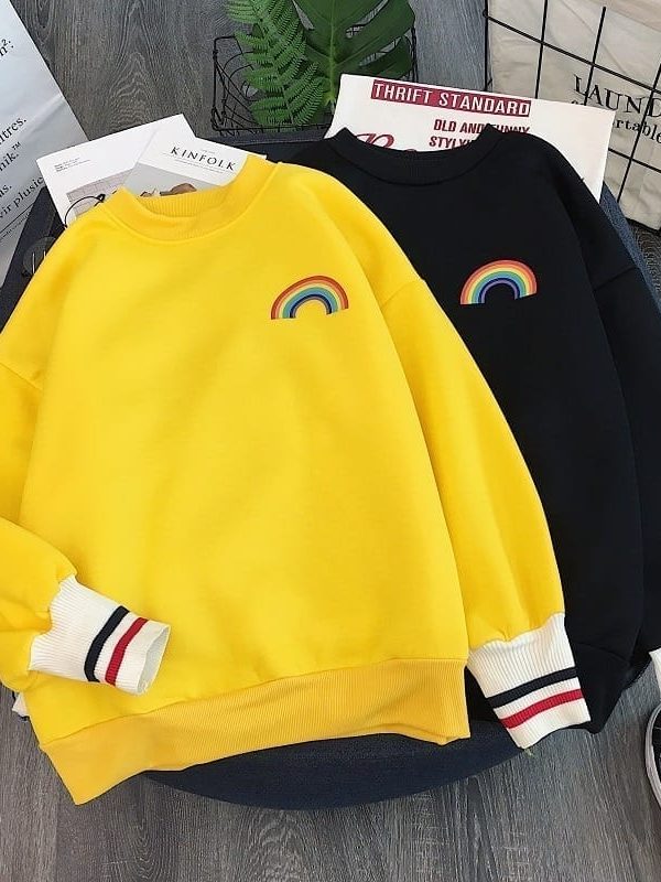 Rainbow embroidery korean sweatshirts