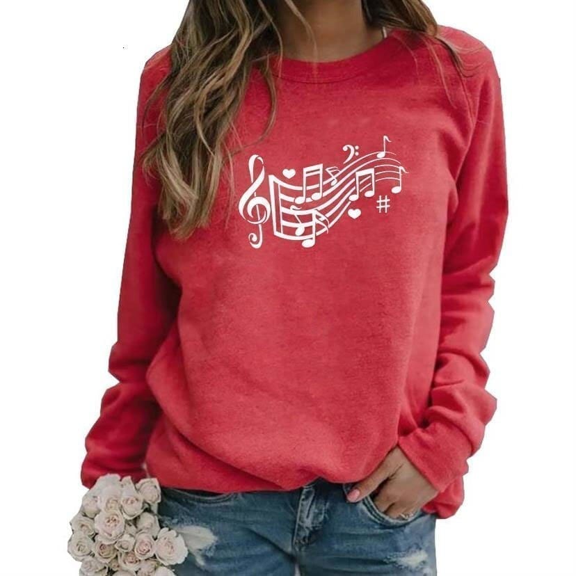 Music note hearts letter print hoodies