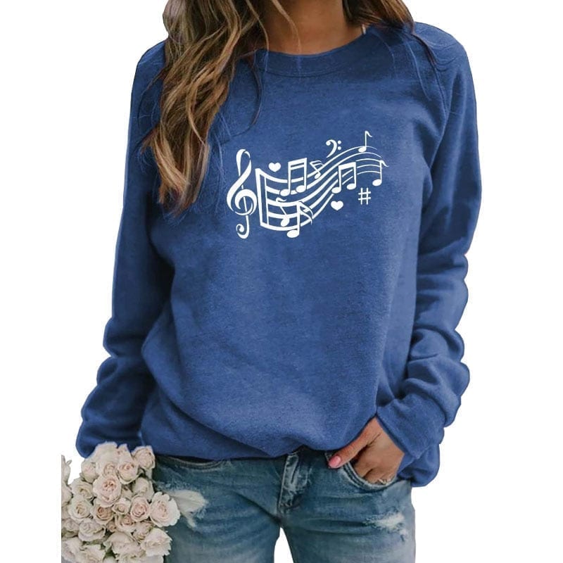 Music note hearts letter print hoodies