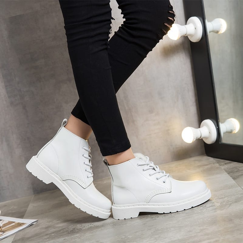 White Ankle Motorcycle Boots Boots | Uniqistic.com
