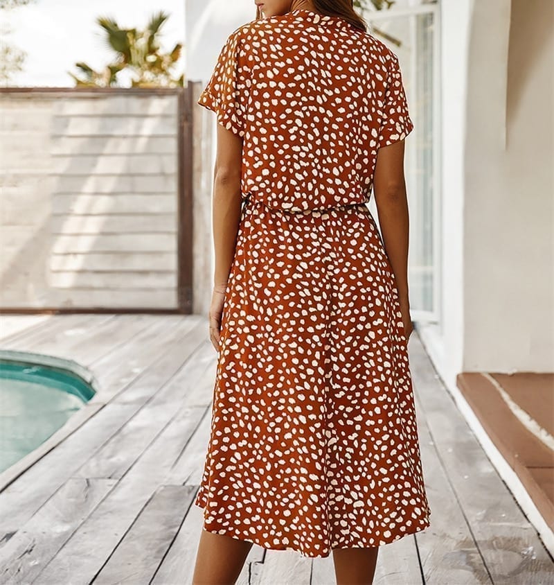 Bohemian Leopard Print Shirt Dress in Dresses
