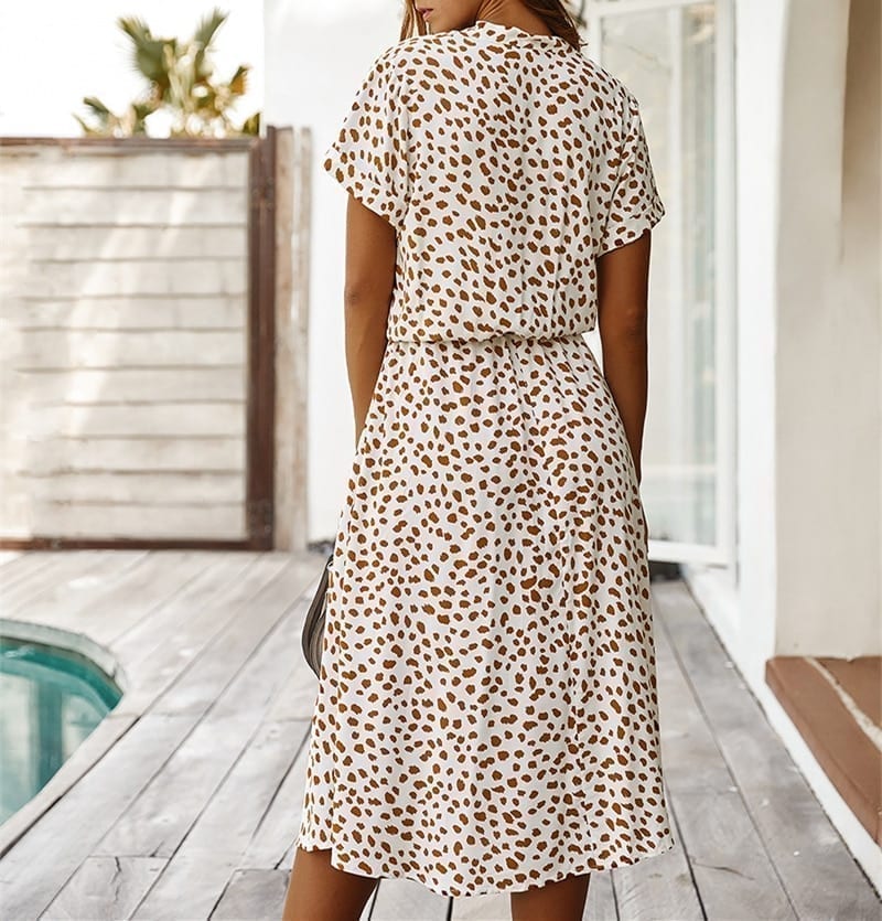 Bohemian Leopard Print Shirt Dress in Dresses