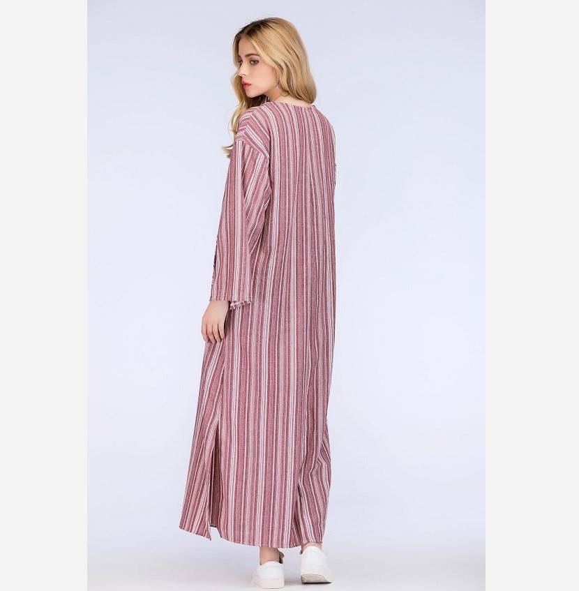 Cotton linen plus size long maxi boho dress