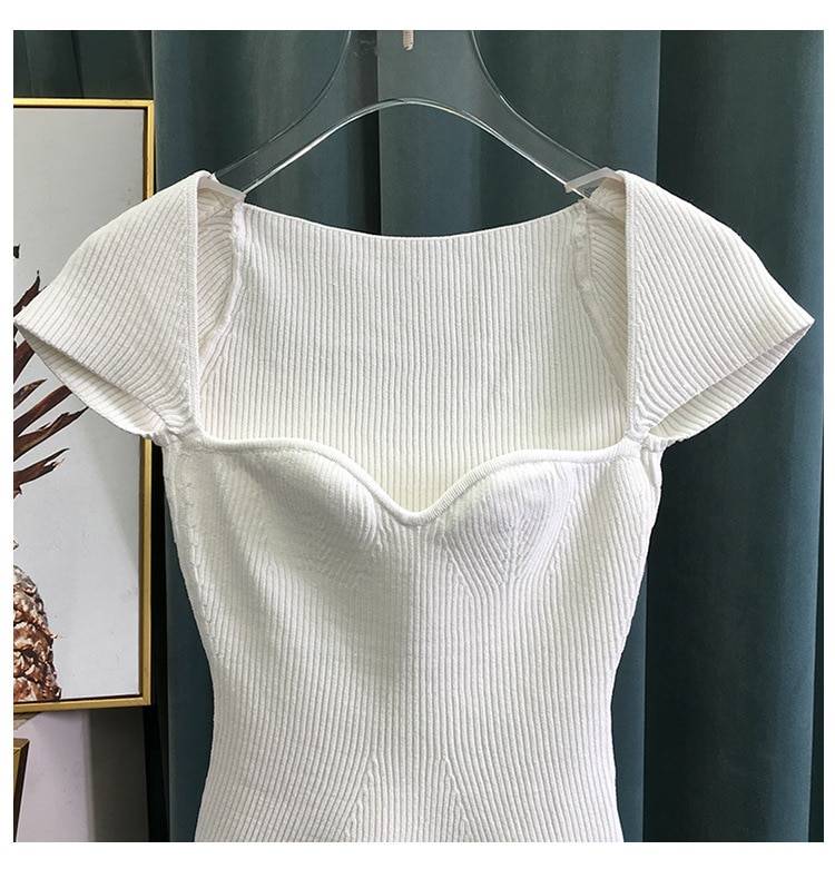 Sqaure collar sleeveless knitting pullover
